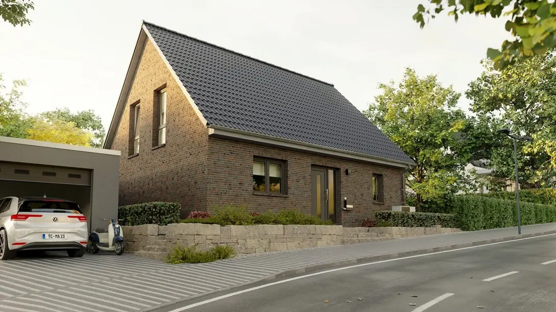 Klinkerhaus in moderner Massivbauweise Modernes Einfamilienhaus mit Klinkerfassade und Satteldach in ruhiger Wohnlage – Massivhaus von Thielker MassivHaus