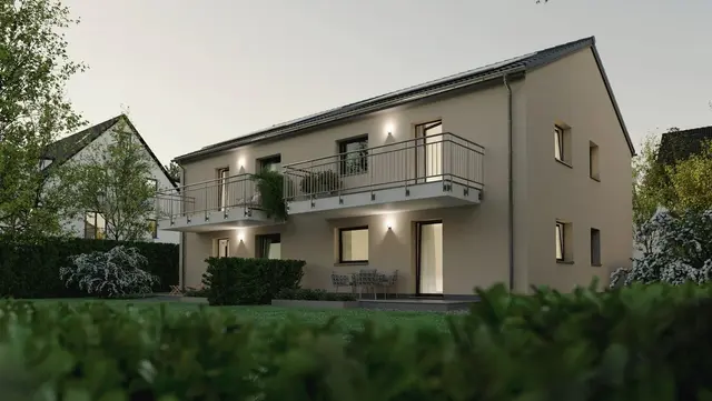 Modernes Wohnhaus in Altenberge – Massivbauweise im Münsterland Modernes Mehrfamilienhaus mit Balkonen in ruhiger Wohnlage – Massivhaus in Altenberge im Münsterland.