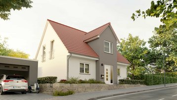 Klinkerhaus mit Satteldach und Carport Modernes Einfamilienhaus mit Klinkerfassade, Satteldach, Carport und gepflegtem Vorgarten an einer ruhigen Straße