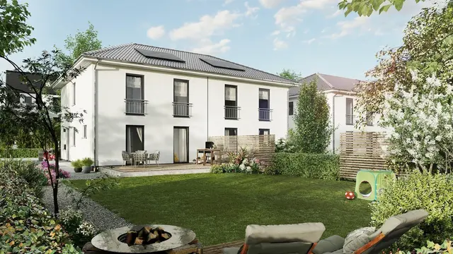 Modernes Doppelhaus im Grünen Modernes Doppelhaus mit Garten und Terrasse – familienfreundliches Massivhaus in Steinfurt.