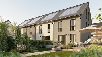 Reihenhäuser mit Photovoltaik und Garten Moderne Reihenhäuser mit Satteldach, Photovoltaikanlagen, Terrassen und gepflegtem Gartenbereich