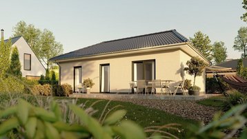 Moderner Bungalow mit Terrasse und Garten Moderner Bungalow mit Walmdach, Terrasse, Garten und ruhiger Wohnlage im Grünen